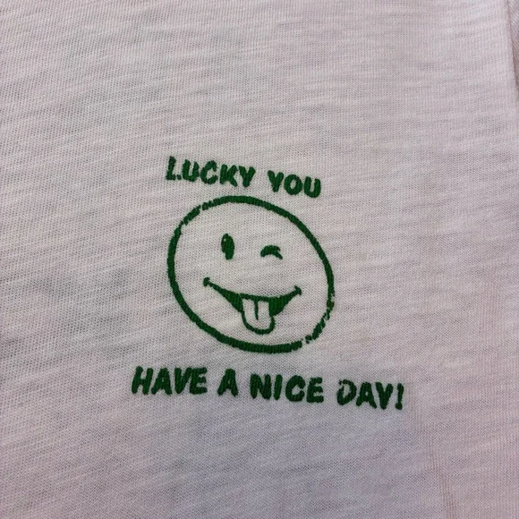 Lucky Brand White Tee with Green 'Lucky You' Chest Graphic - Picture 4 of 16